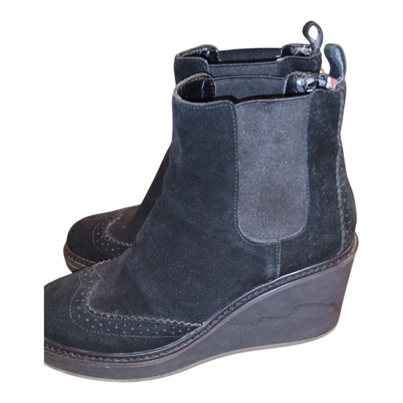 Tommy Hilfiger Shoes - SOLD Tommy Hilfiger Black Suede Wedge Heel Boots Size 9 1/2 M